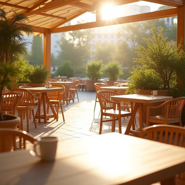 日当たりの良いテラス席